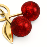 Glitter Metal Cherry Charm Keychain