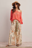 Open-Knit Sweater Top (Coral, Blue, Ivory)