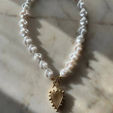 Baroque Pearl Heart Toggle Necklace // 18K Gold-Plated Non-Tarnish