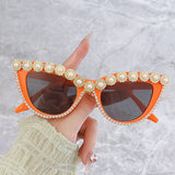 Handmade Rhinestone Pearl Cat Eye Sunnies