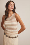 Open-Knit Stripe Sleeveless Top