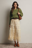 Tiered Lace Midi Skirt