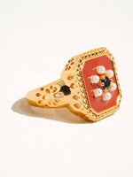 Rouge 18K Gold Red Enamel Vintage Adjustable Ring