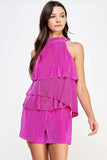 Pleated Alana Romper (Fuchsia or Marine Blue)