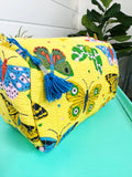 Quilted Makeup Bag | Cosmetic Toiletry Bag | Butterfly Print