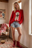Oversized Gameday Football Puppy Sweater (Red or Blue)