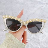 Handmade Rhinestone Pearl Cat Eye Sunnies