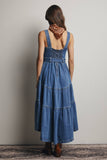 Tiered Denim Maxi Dress