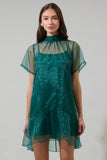 Berny Organza Mock Neck Mini Dress