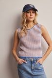 Knit Stripe Sleeveless Top (Peach Blue or Sage Lemon)
