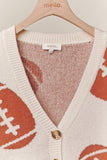 Football  Button V Neck Knit Cardigans