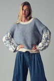 Floral Embroidered Knit Sweater