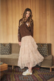 Melissa Pearl-Embellished Tulle Midi Skirt