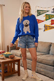 Oversized Gameday Football Puppy Sweater (Red or Blue)