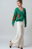 Tiger Jacquard Knit Sweater (Navy, Emerald)