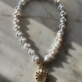 Baroque Pearl Heart Toggle Necklace // 18K Gold-Plated Non-Tarnish