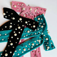 Pearl Velvet Bow Hair Clip