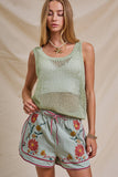 Embroidered Floral Drawstring Shorts