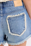 Mid Rise Shorts with Frayed Edges