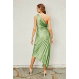 Olympia Asymmetrical Pleated Maxi Dress (Two Colors)