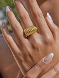 Giverny 18K Gold Non-Tarnish Ribbed Dome Ring