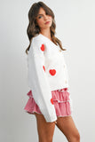 Heart Pattern Cropped V-Neck Cardigan