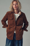 Plaid Lined Corduroy Flannel Shacket (Brown or Olive)