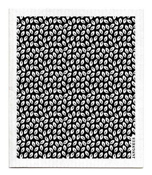 Swedish Dishcloth - Mini Leaves - Black