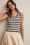 Striped Crochet Knit Tank (Navy or Green)