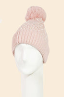 Pearl Studded Pom Beanie