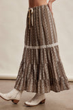 Embroidered Tiered Maxi Skirt
