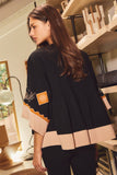 Color Block Airflow Oversized Peasant Blouse (Fuchsia, Black, or Olive)