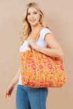 Orange Quilted Tote Bag