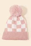 Checkered Pattern Pom Beanie