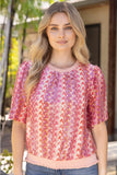 Carmen Sequin Puff Sleeve Top