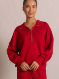 Butter Modal Quarter Zip in Gameday Red