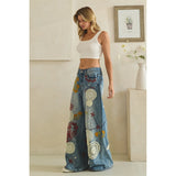 Wide Leg Embroidered Denim