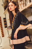 Color Block Airflow Oversized Peasant Blouse (Fuchsia, Black, or Olive)