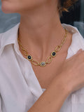 Valence 18K Gold Non-Tarnish Natural Stone Chain Necklace