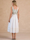 Embroidered Tiered Midi Dress