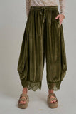 Lace Velvet Balloon Pants (Wine or Olive)