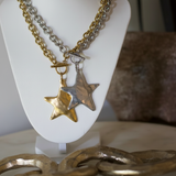 Starlight Toggle Necklace 18k Gold Non Tarinsh Gold Silver Star