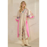 PINK Vintage Embroidery Maxi Dress: