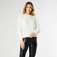 Imani Cable Knit Faux Fur Sweater