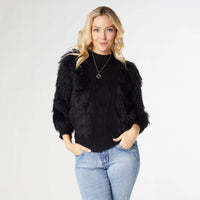 Imani Cable Knit Faux Fur Sweater