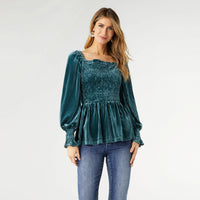 Lulu Pleated Velour Top