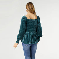 Lulu Pleated Velour Top