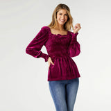 Lulu Pleated Velour Top