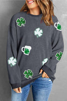 Lucky Clover Beer Sequin Round Neck Sweatshirt (Online Only)