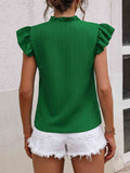 Notched Neck Butterfly Sleeve Blouse (Online Only)